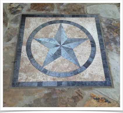 Customer Provided Photo of 30" Star Framed and Bordered Set in Flagstone Patio
